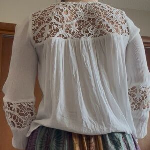 White floral lace blouse